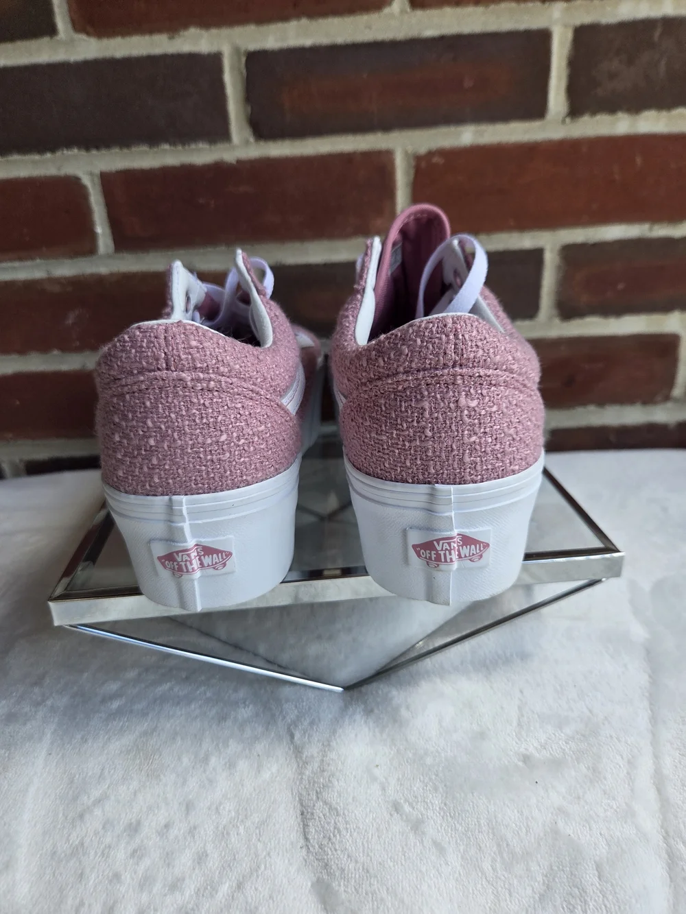 Vans Old Skool Platform Pink Boucle Textured Sneakers Women’s Size 8.5